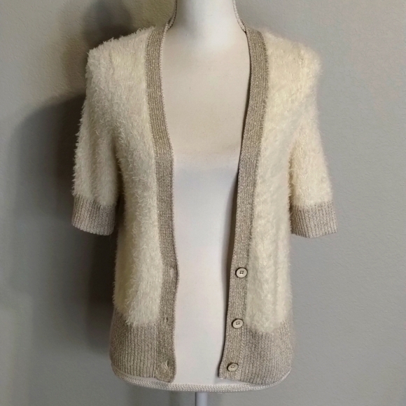 DECREE Cream/Gold Fleck Cardigan Soft Sweater Size XL - Picture 1 of 10